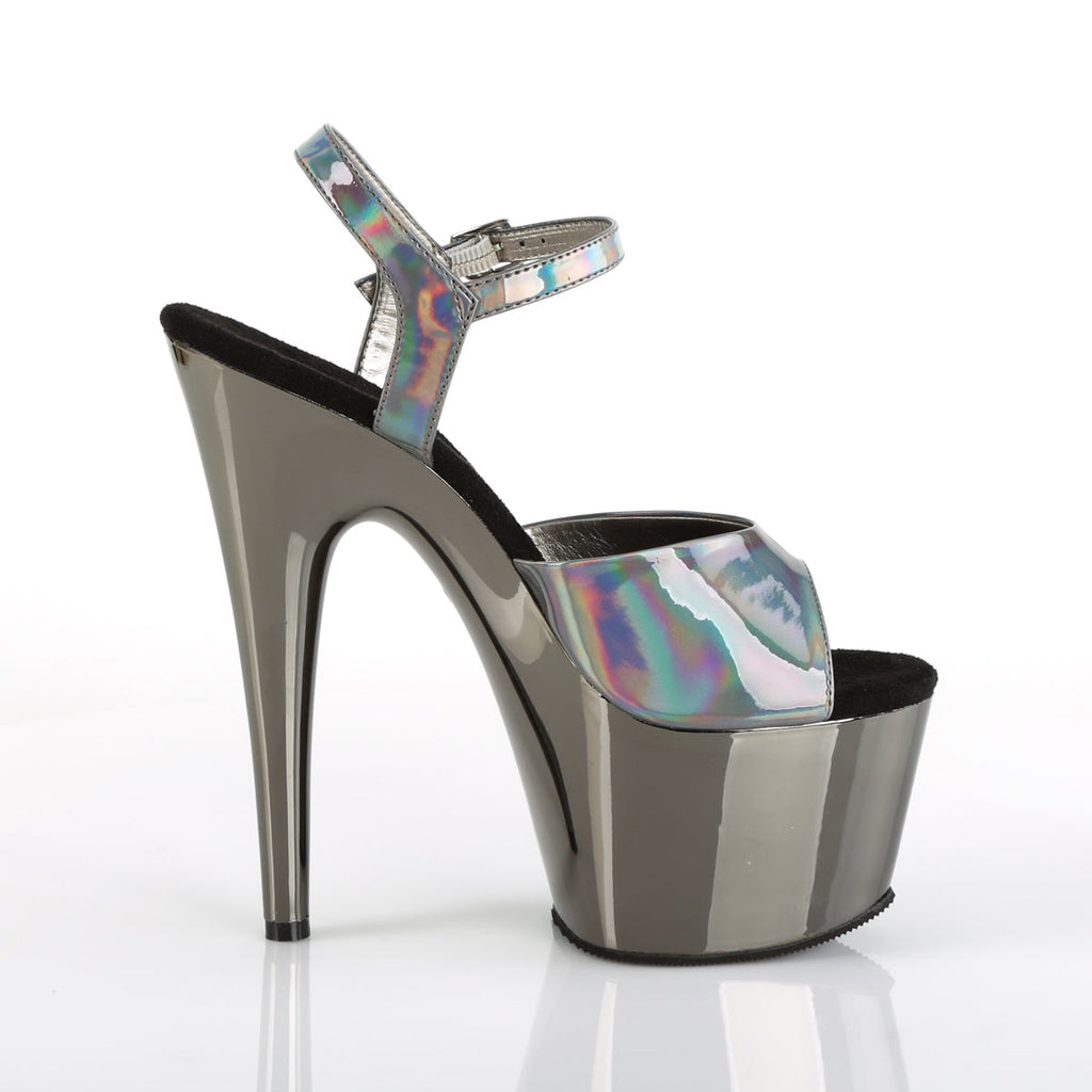 Pleaser Womens Sandals ADORE-709HGCH Pewter Hologram/Pewter Chrome