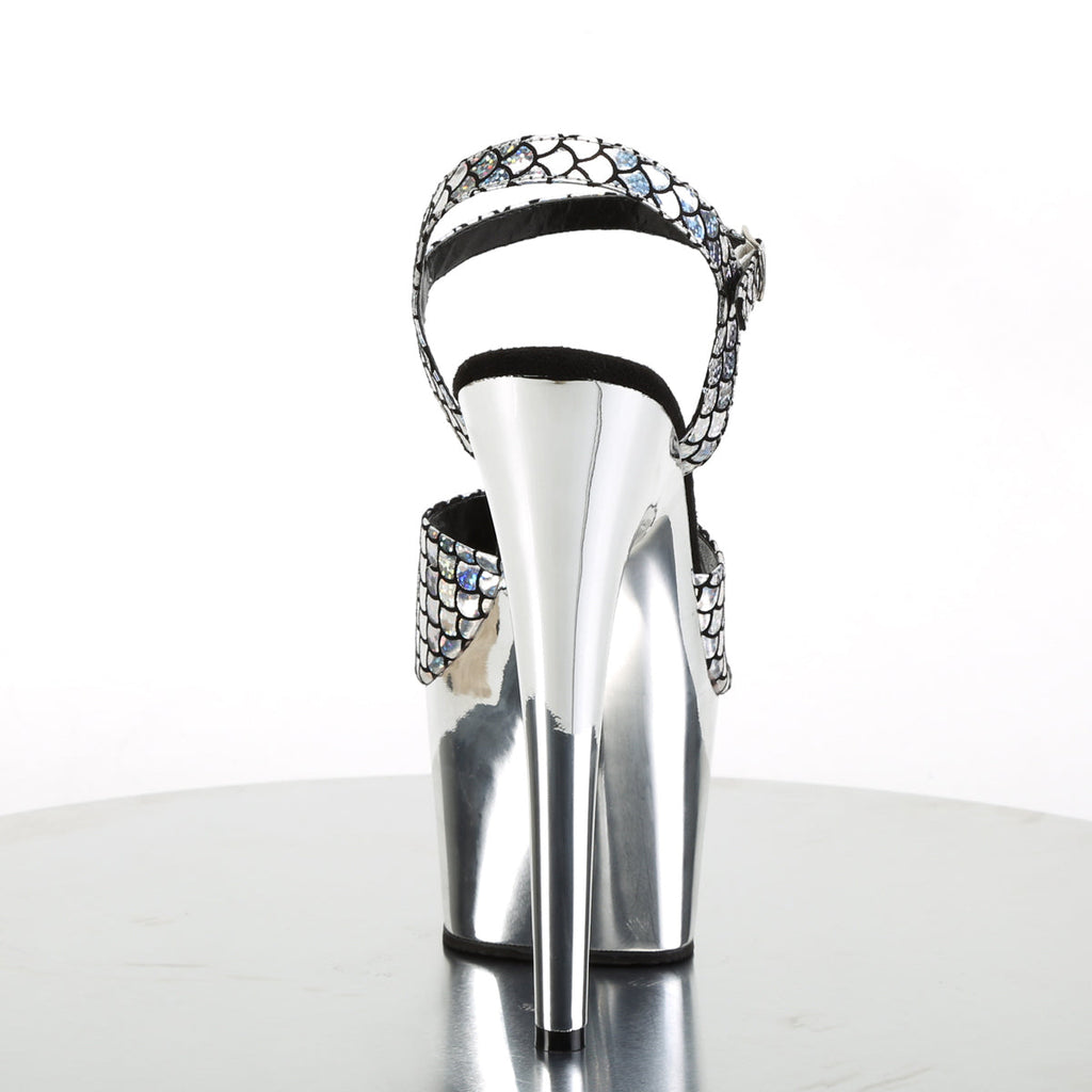 Pleaser Womens Sandals ADORE-709MSC Slv Hologram/Slv Chrome