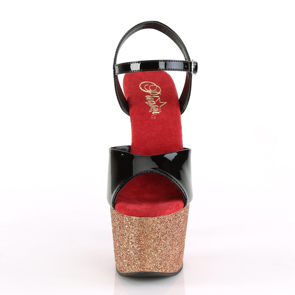Pleaser Womens Sandals ADORE-709OMBRE Blk/Rose Gold-Red Ombre