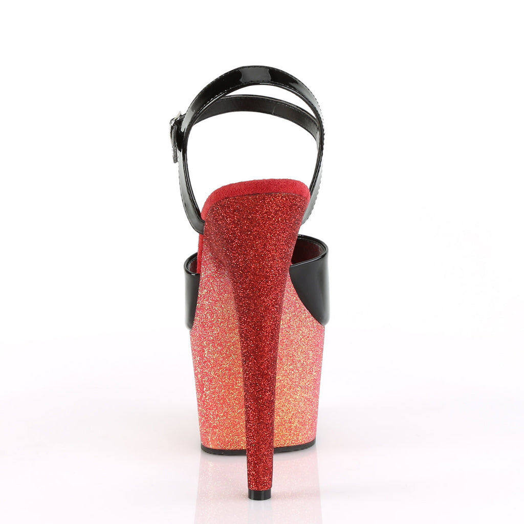 Pleaser Womens Sandals ADORE-709OMBRE Blk/Rose Gold-Red Ombre