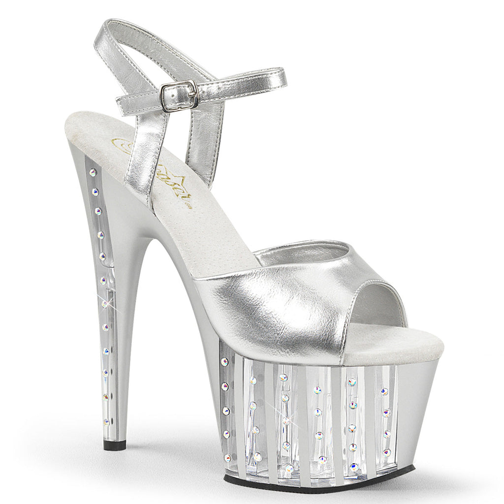 Pleaser Womens Sandals ADORE-709VLRS Slv Pu/Slv