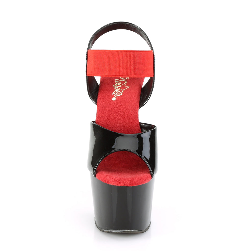 Pleaser Womens  ADORE-714 Blk Pat-Red Elastic Band/Blk