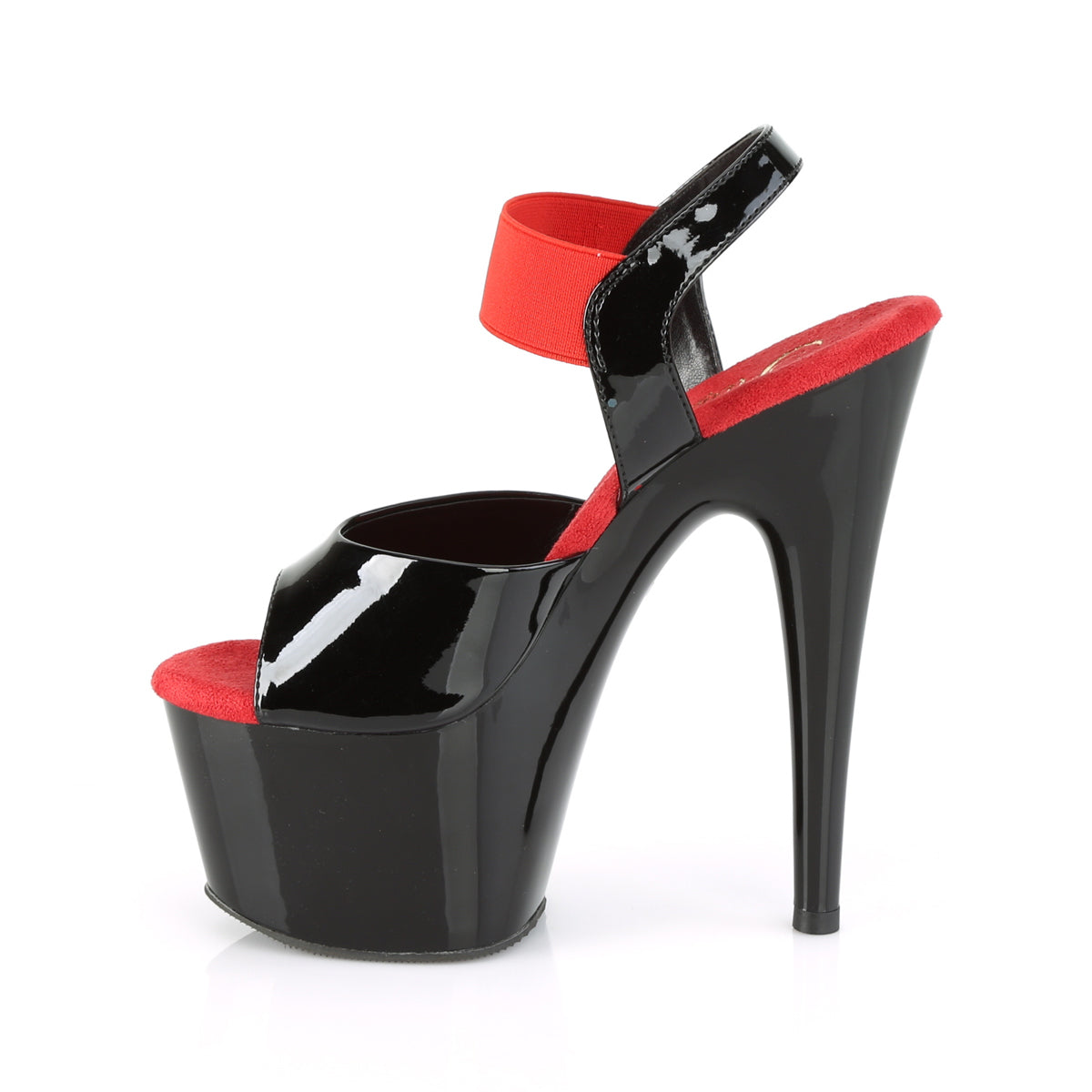 Pleaser Womens  ADORE-714 Blk Pat-Red Elastic Band/Blk