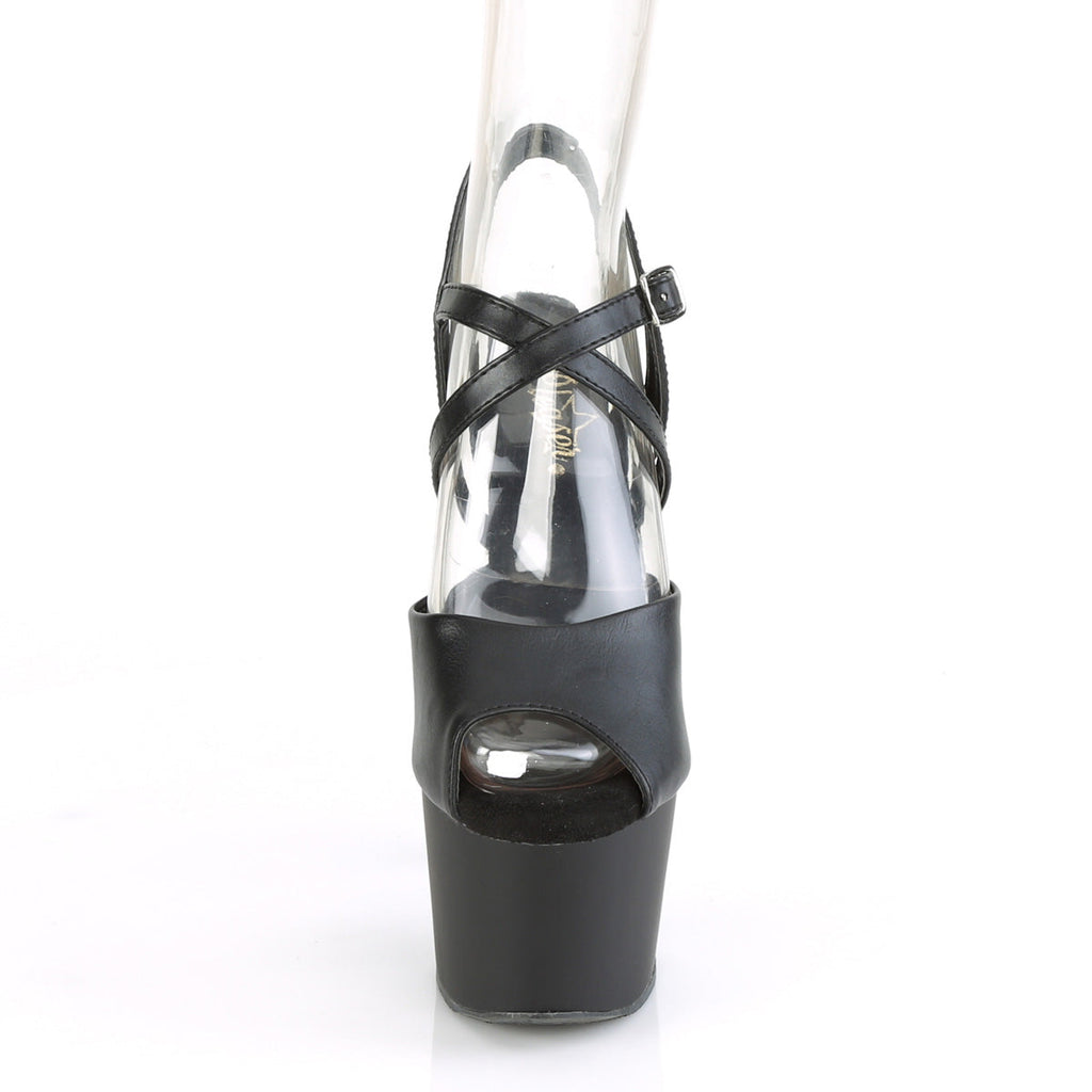 Pleaser Womens Sandals ADORE-724 Blk Faux Leather/Blk Matte