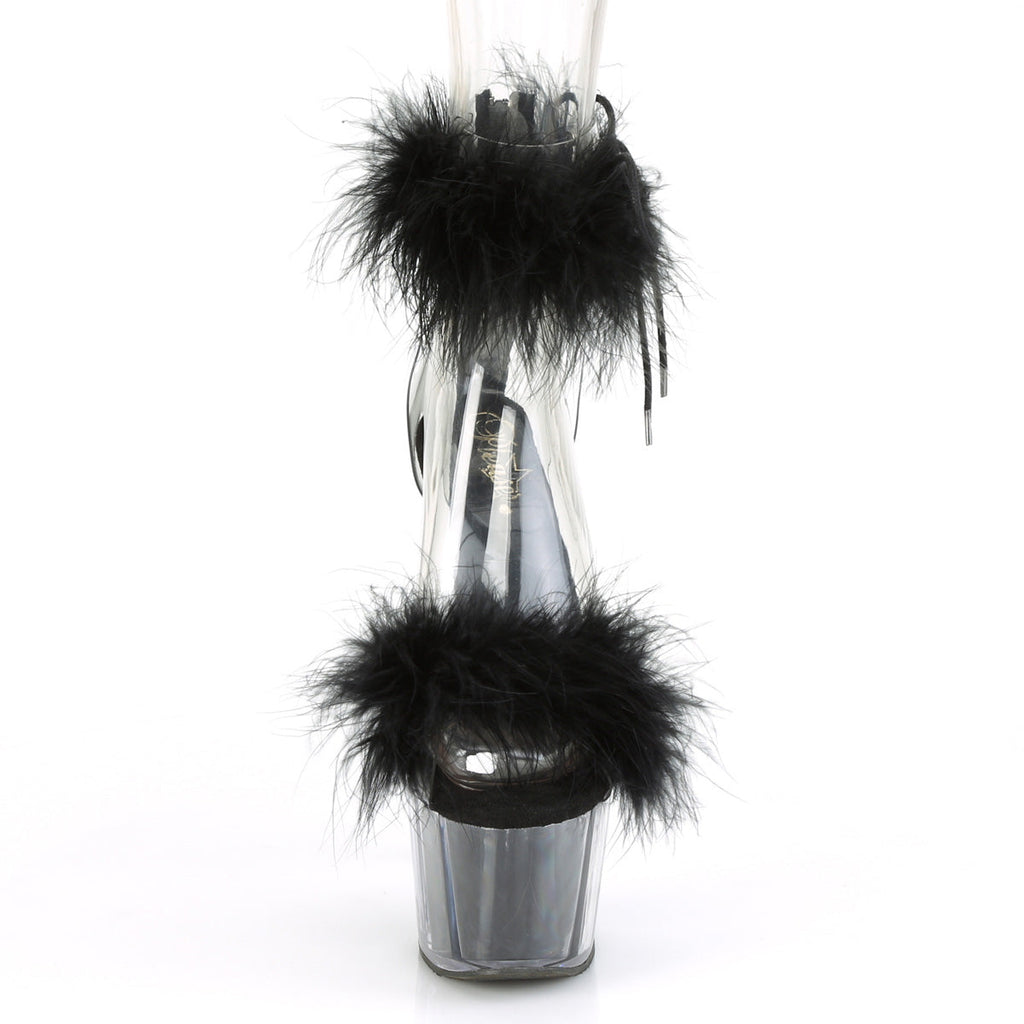 Pleaser Women's Platform Shoes ADORE-724F Clr-Blk Fur/Blk Fur