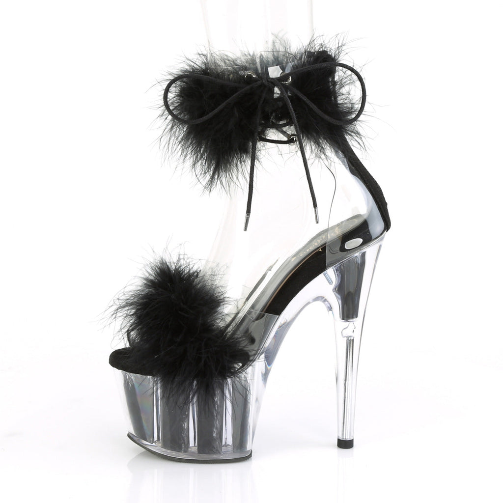 Pleaser Womens Sandals ADORE-724F Clr-Blk Fur/Blk Fur