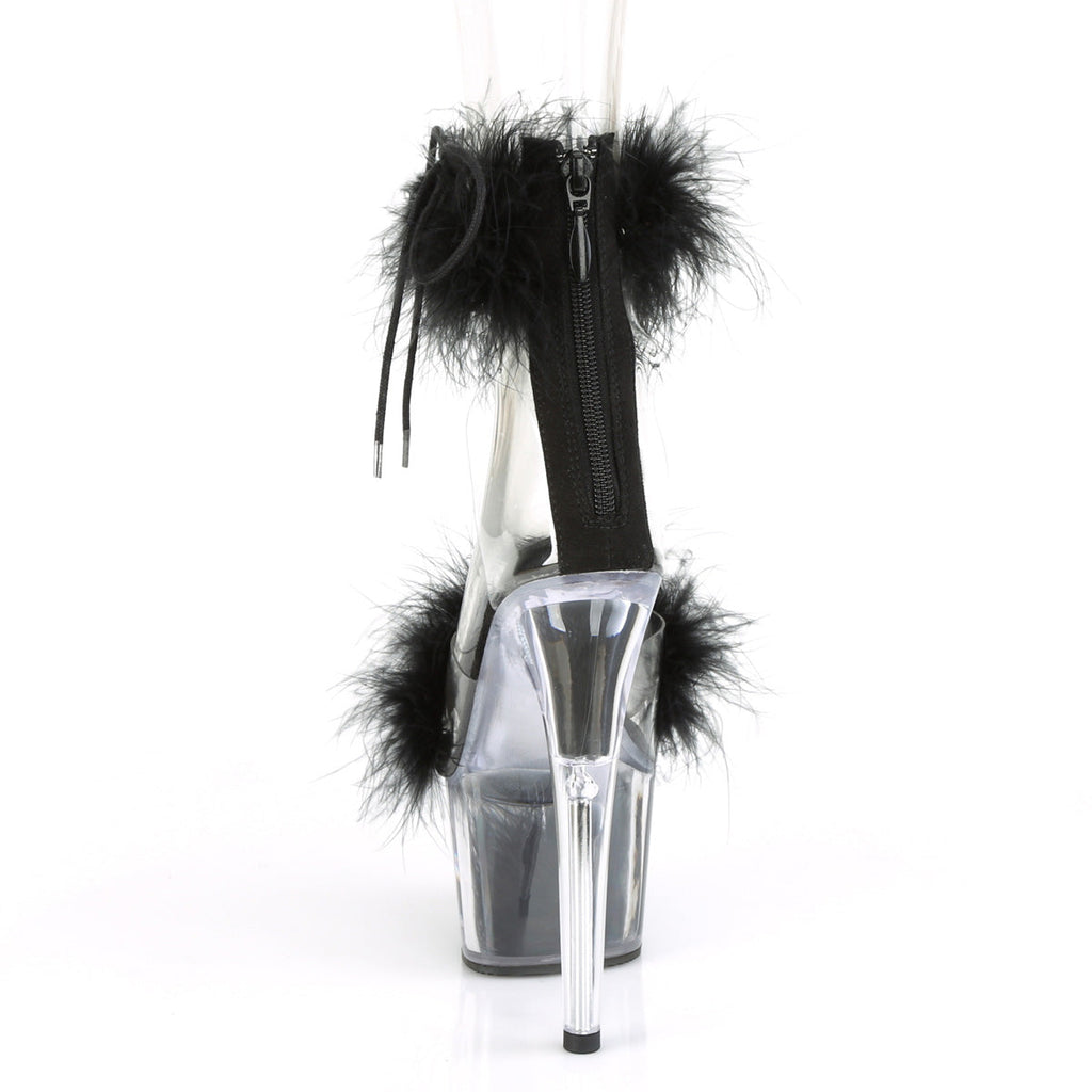 Pleaser Womens Sandals ADORE-724F Clr-Blk Fur/Blk Fur