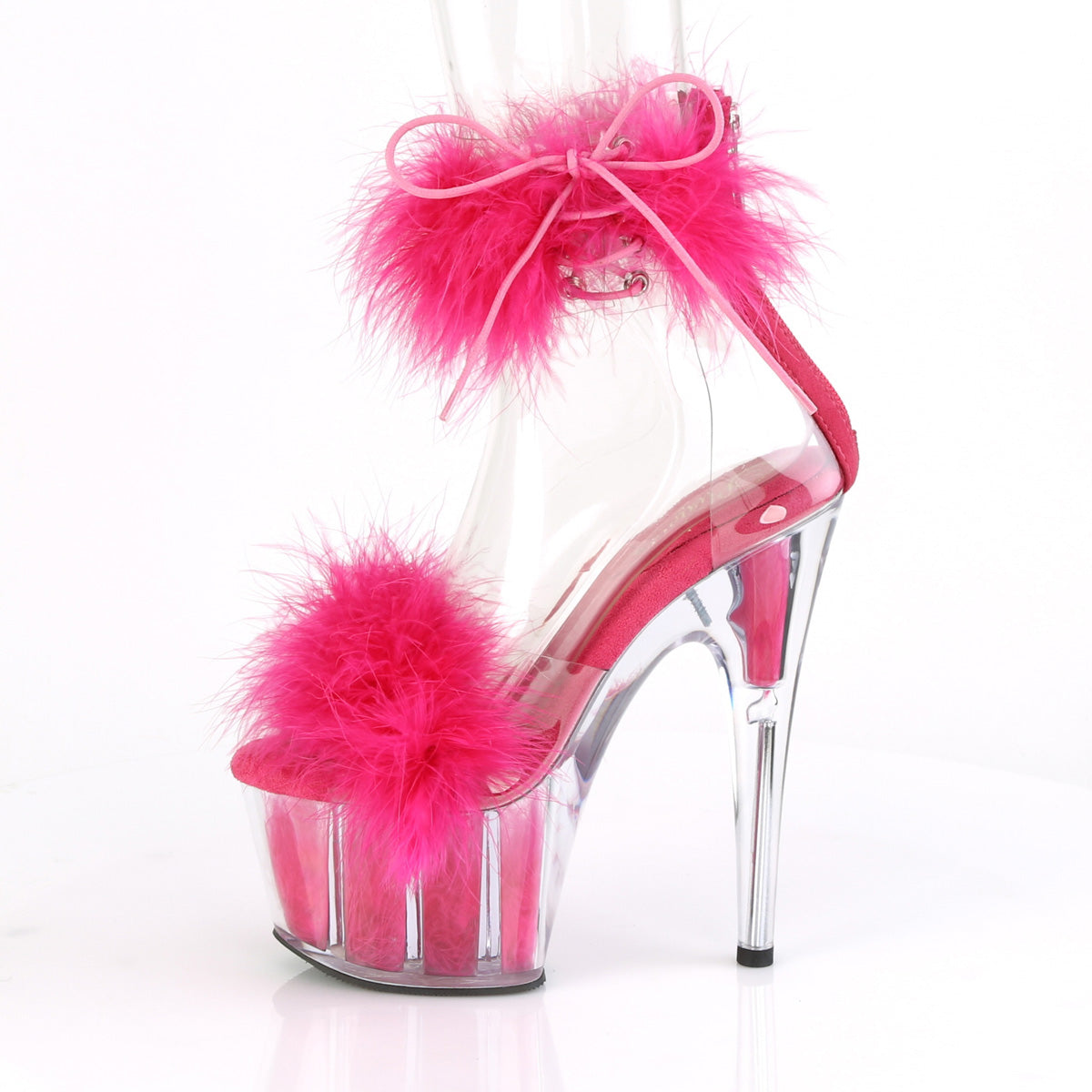 Pleaser Women's Platform Shoes ADORE-724F Clr-H. Pink Fur/H. Pink Fur