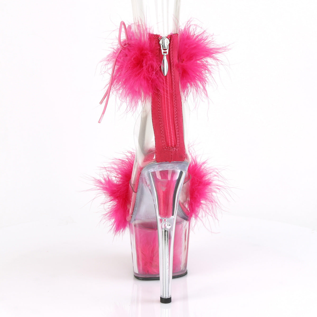 Pleaser Women's Platform Shoes ADORE-724F Clr-H. Pink Fur/H. Pink Fur
