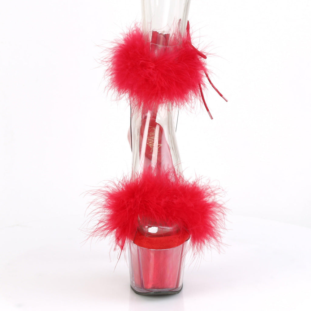 Pleaser Women's Platform Shoes ADORE-724F Clr-Red Fur/Red Fur