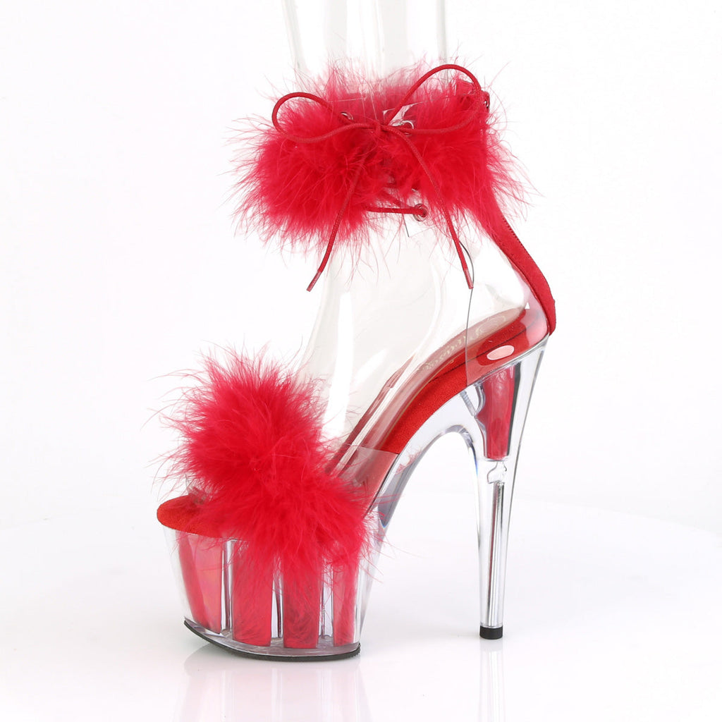 Pleaser Women's Platform Shoes ADORE-724F Clr-Red Fur/Red Fur
