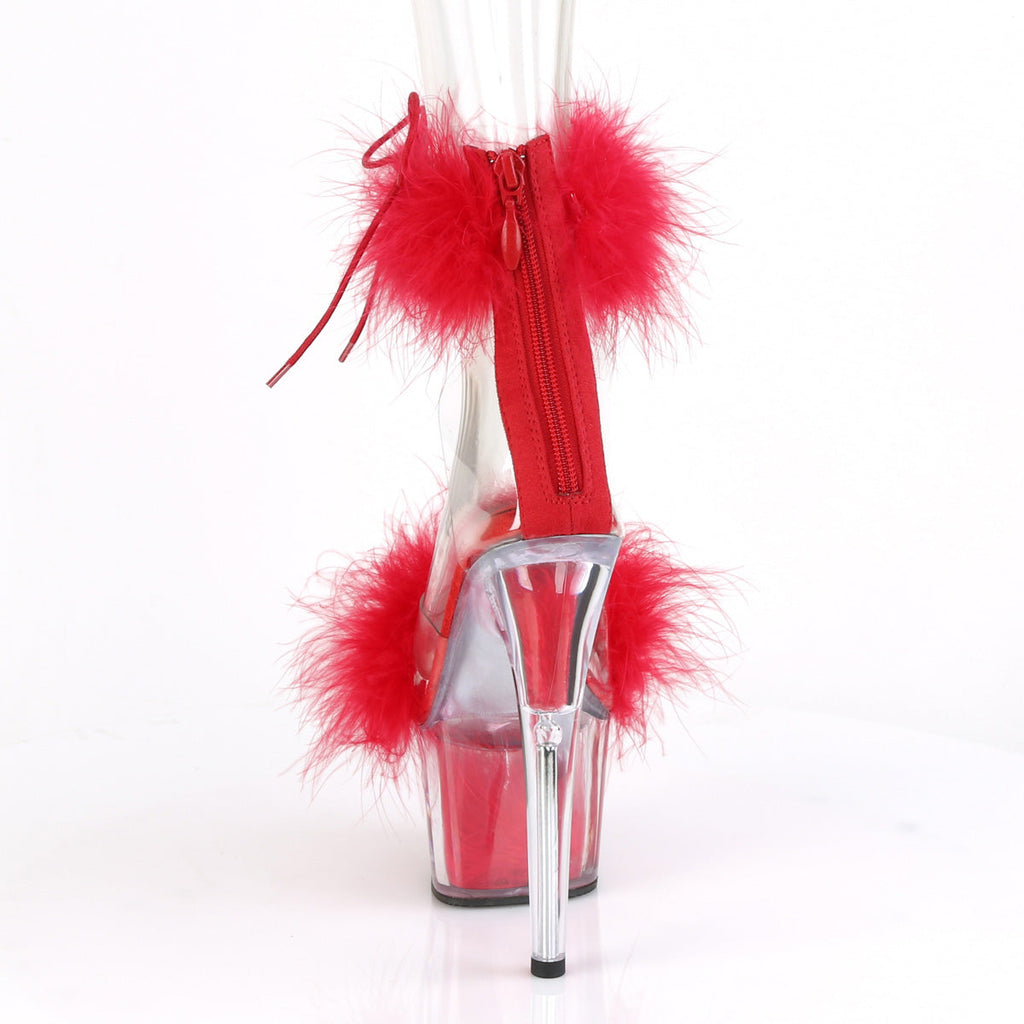 Pleaser Women's Platform Shoes ADORE-724F Clr-Red Fur/Red Fur