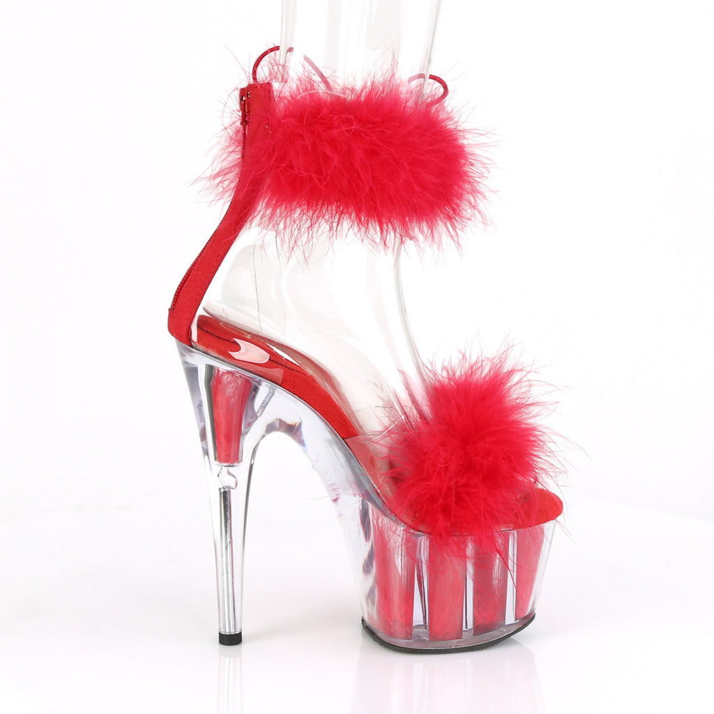 Pleaser Women's Platform Shoes ADORE-724F Clr-Red Fur/Red Fur
