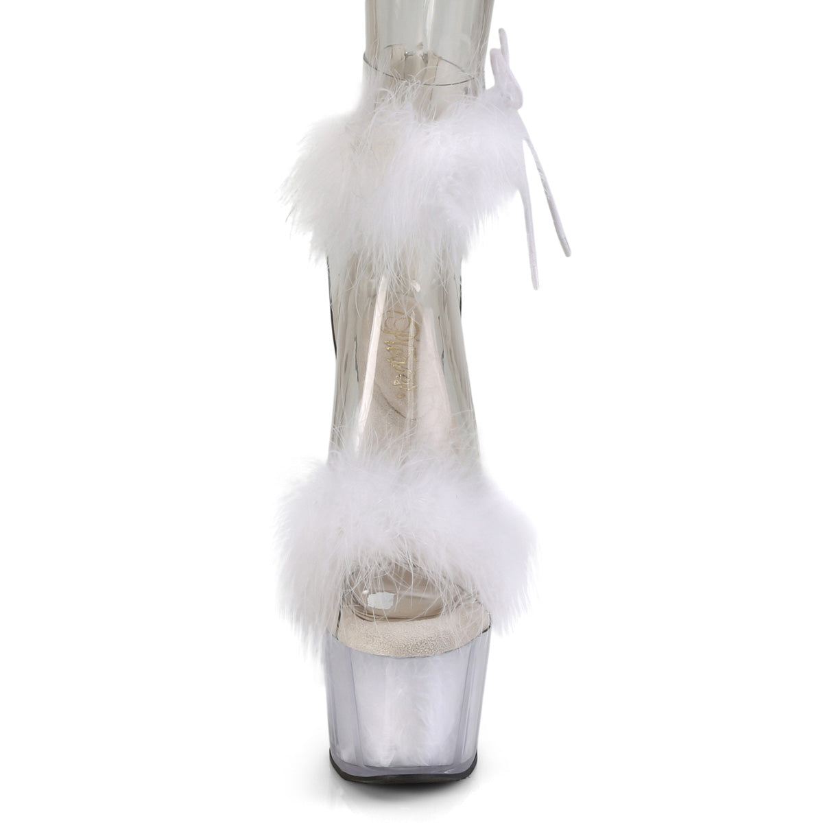 Pleaser Women's Platform Shoes ADORE-724F Clr-Wht Fur/Wht Fur