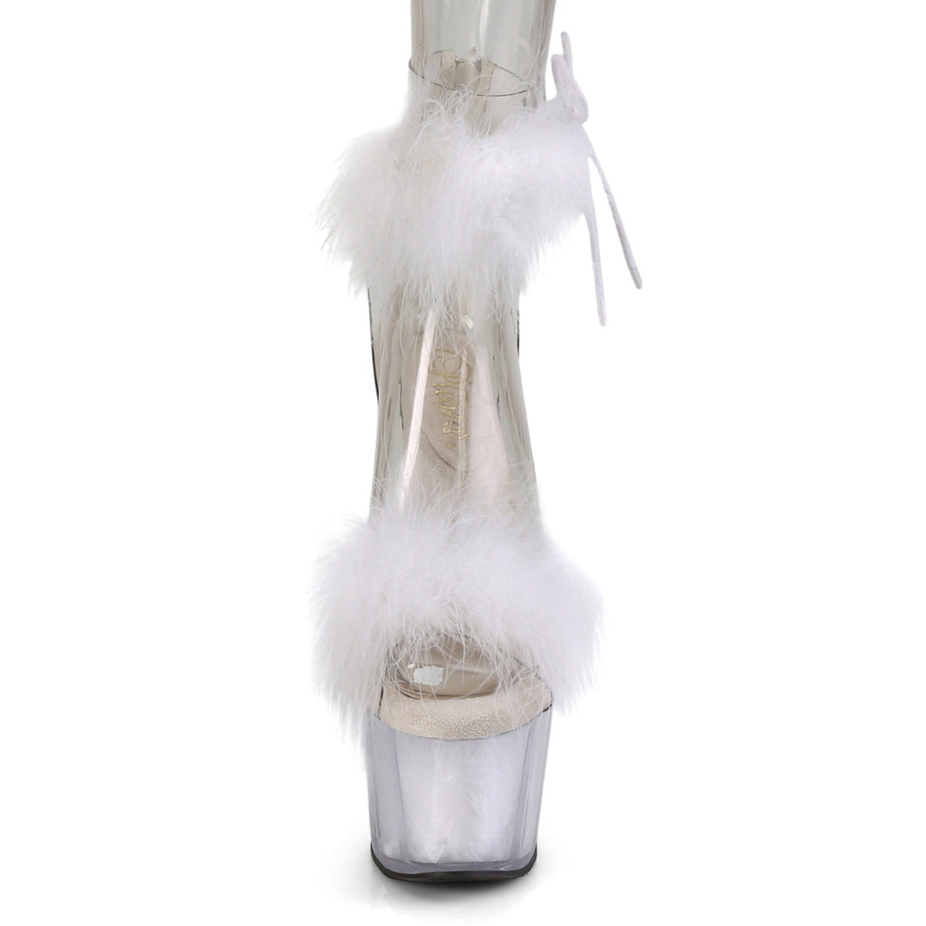 Pleaser Womens Sandals ADORE-724F Clr-Wht Fur/Wht Fur
