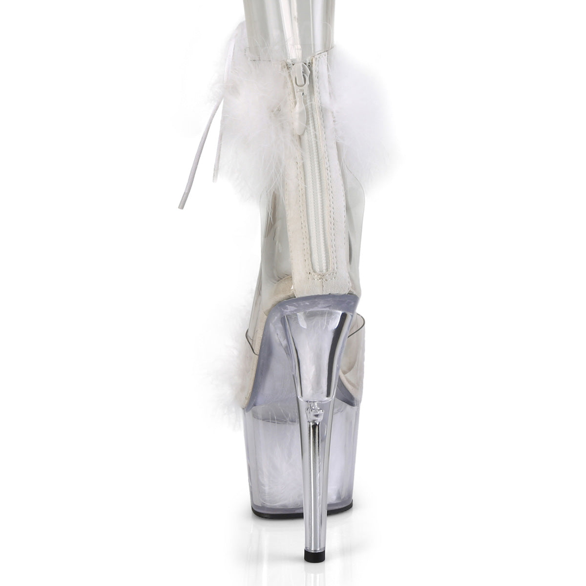 Pleaser Women's Platform Shoes ADORE-724F Clr-Wht Fur/Wht Fur
