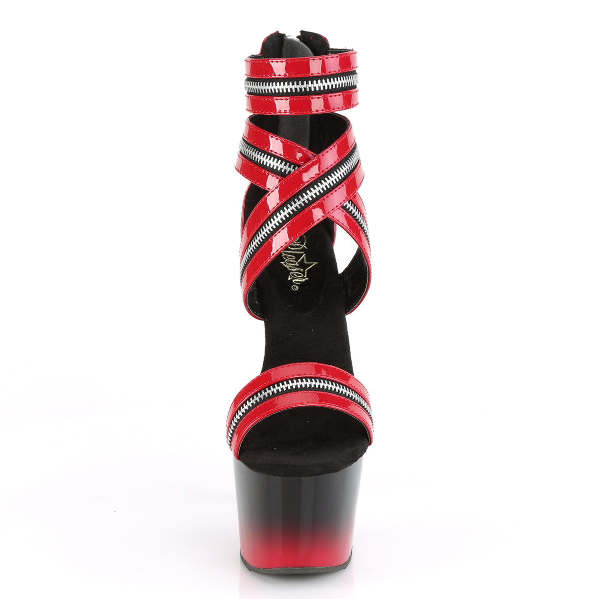 Pleaser Womens Sandals ADORE-766 Red Pat/Blk-Red