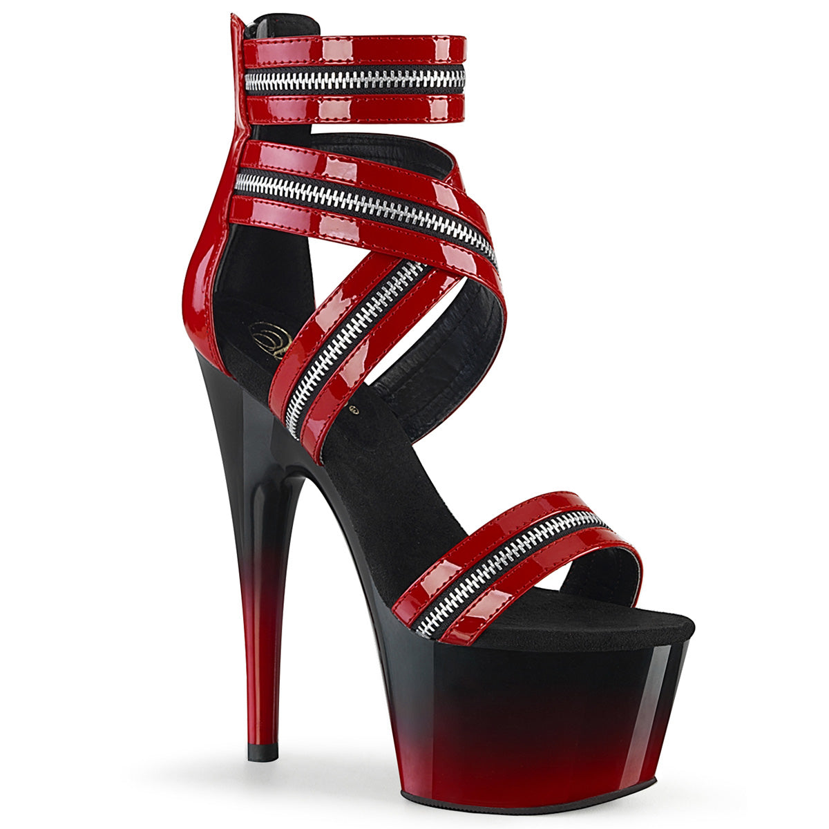 Pleaser Womens Sandals ADORE-766 Red Pat/Blk-Red