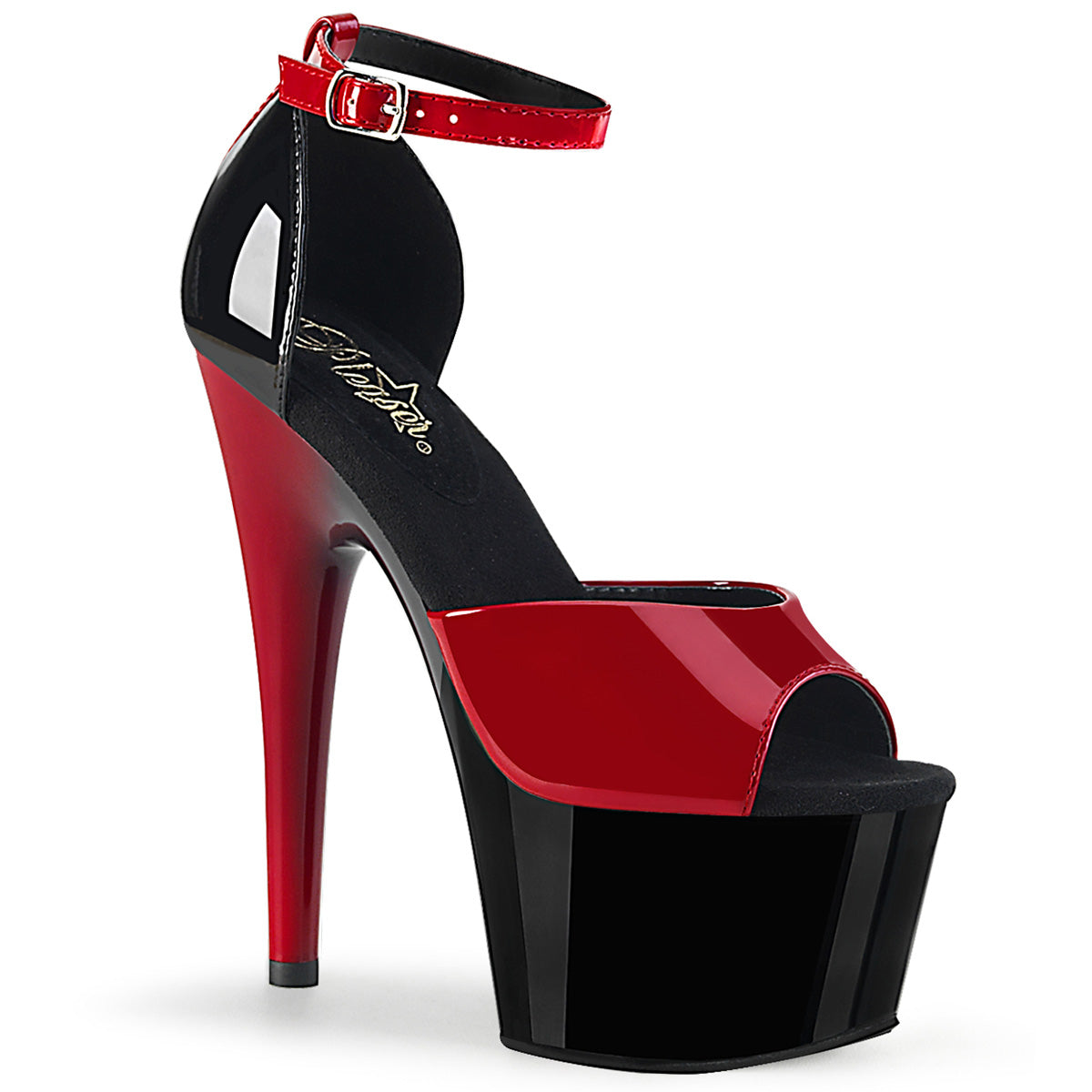 Pleaser Womens Sandals ADORE-789 Red-Blk Pat/Blk-Red