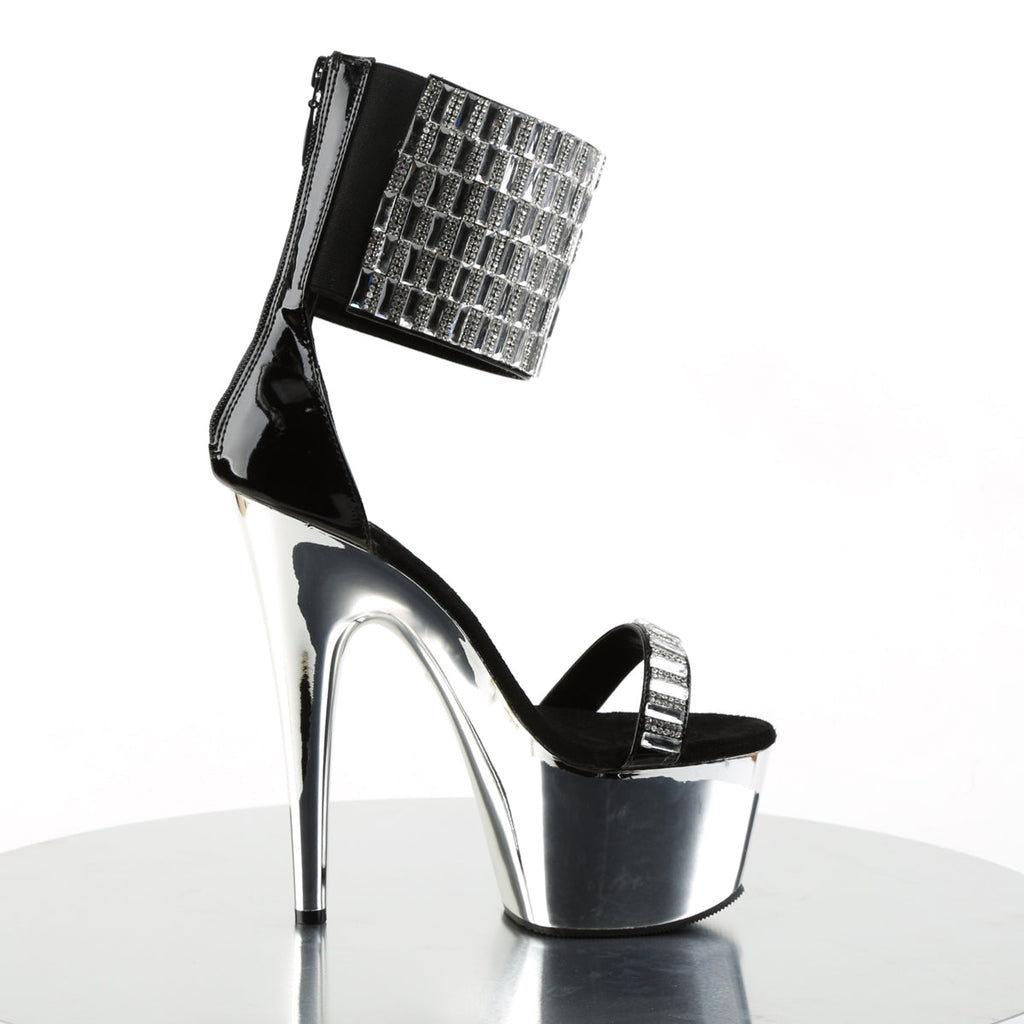 Pleaser Womens Sandals ADORE-789RS Blk/Slv Chrome