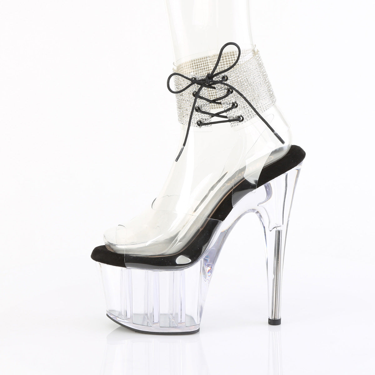 Pleaser Women's Platform Shoes ADORE-791-2RS Clr-Blk/Clr