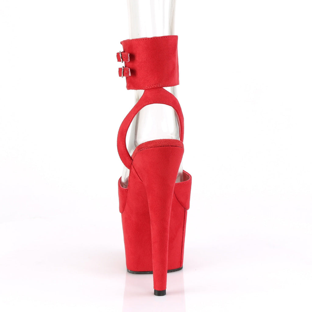 Pleaser Womens Sandals ADORE-791FS Red Faux Suede/Red Faux Suede