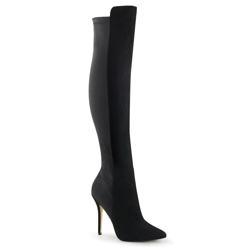 Pleaser Womens Boots AMUSE-2018 Blk Suede-Nylon