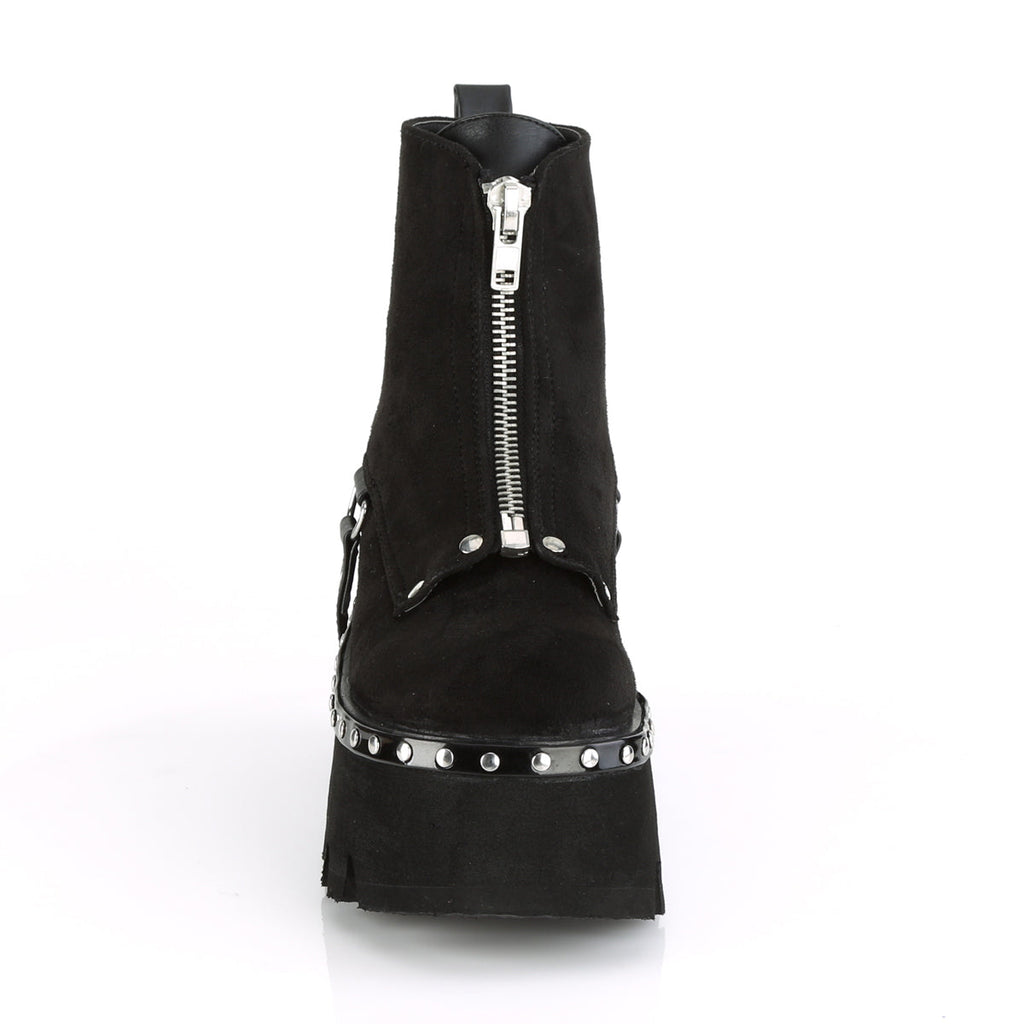 DemoniaCult Womens Ankle Boots ASHES-100 Blk Vegan Suede-Blk V. Le