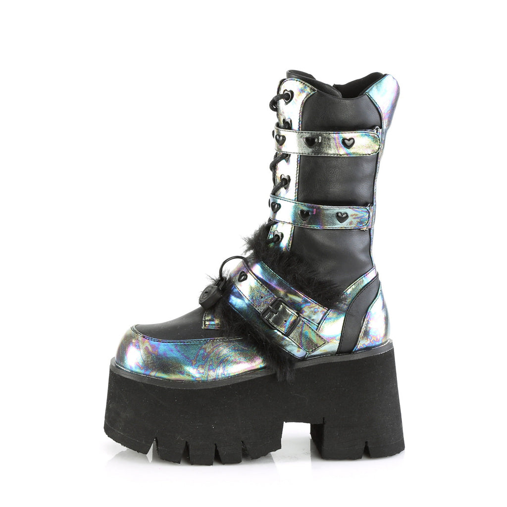 DemoniaCult  Boots ASHES-120 Blk Vegan Le Green Multi Oil