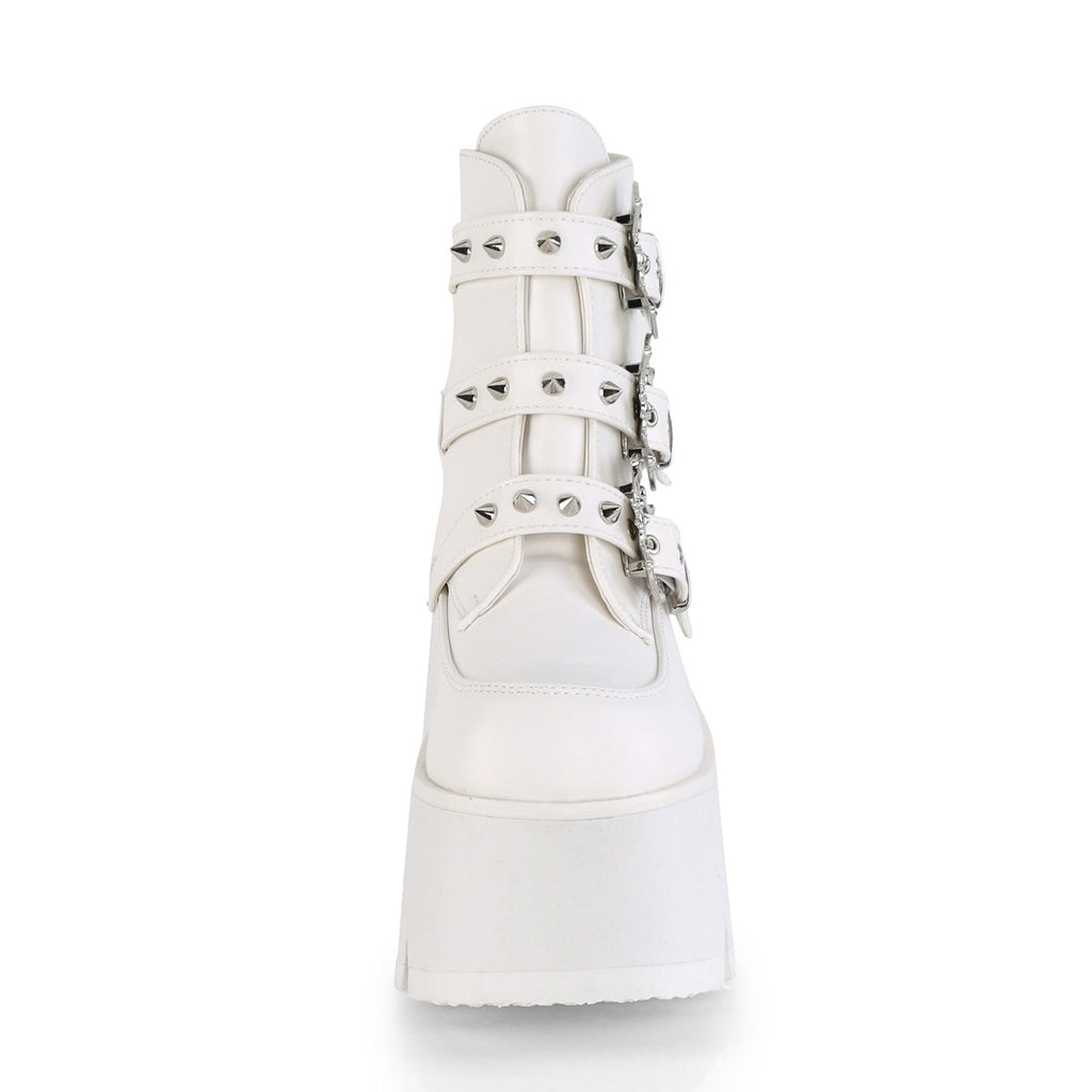 DemoniaCult Womens Ankle Boots ASHES-55 Wht Vegan Leather