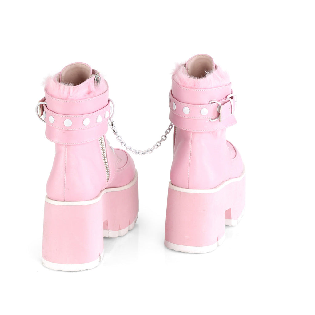 DemoniaCult  Ankle Boots ASHES-57 B. Pink Vegan Leather
