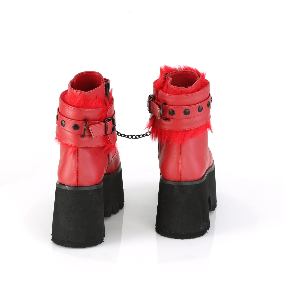 DemoniaCult Womens Ankle Boots ASHES-57 Red Vegan Leather