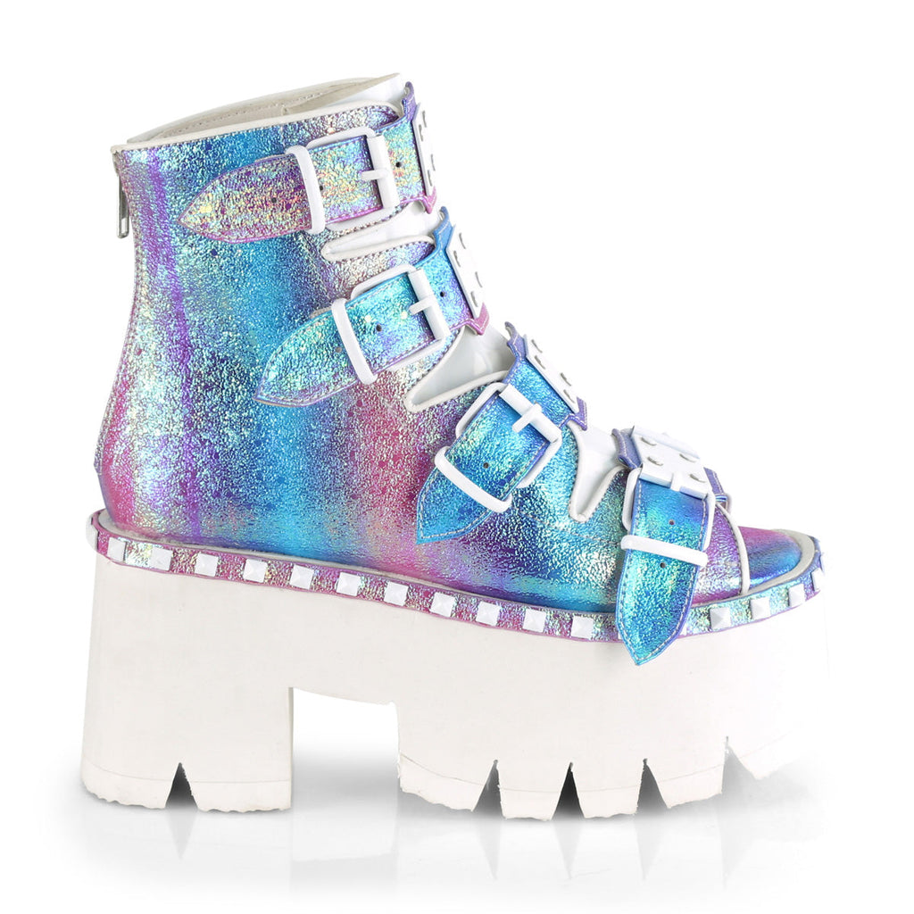 DemoniaCult Womens Sandals ASHES-70 Purple Multi Iridescent V. Le