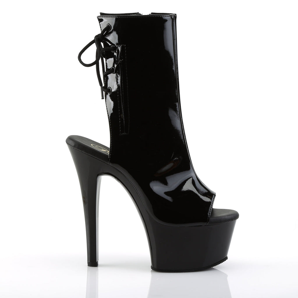 Pleaser Womens Ankle Boots ASPIRE-1018 Blk Pat/Blk