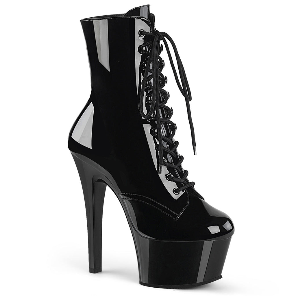 Pleaser Womens Ankle Boots ASPIRE-1020 Blk Pat/Blk