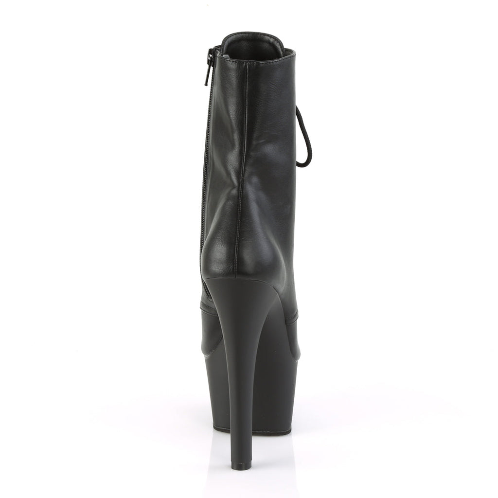 Pleaser Womens Ankle Boots ASPIRE-1020 Blk Faux Leather/Blk Matte