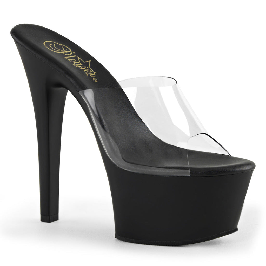 Pleaser Womens Sandals ASPIRE-601 Clr/Blk Matte