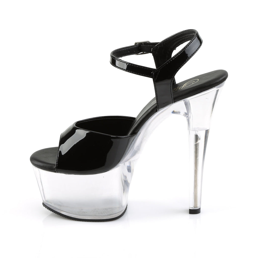 Pleaser Womens Sandals ASPIRE-609 Blk Pat/Clr