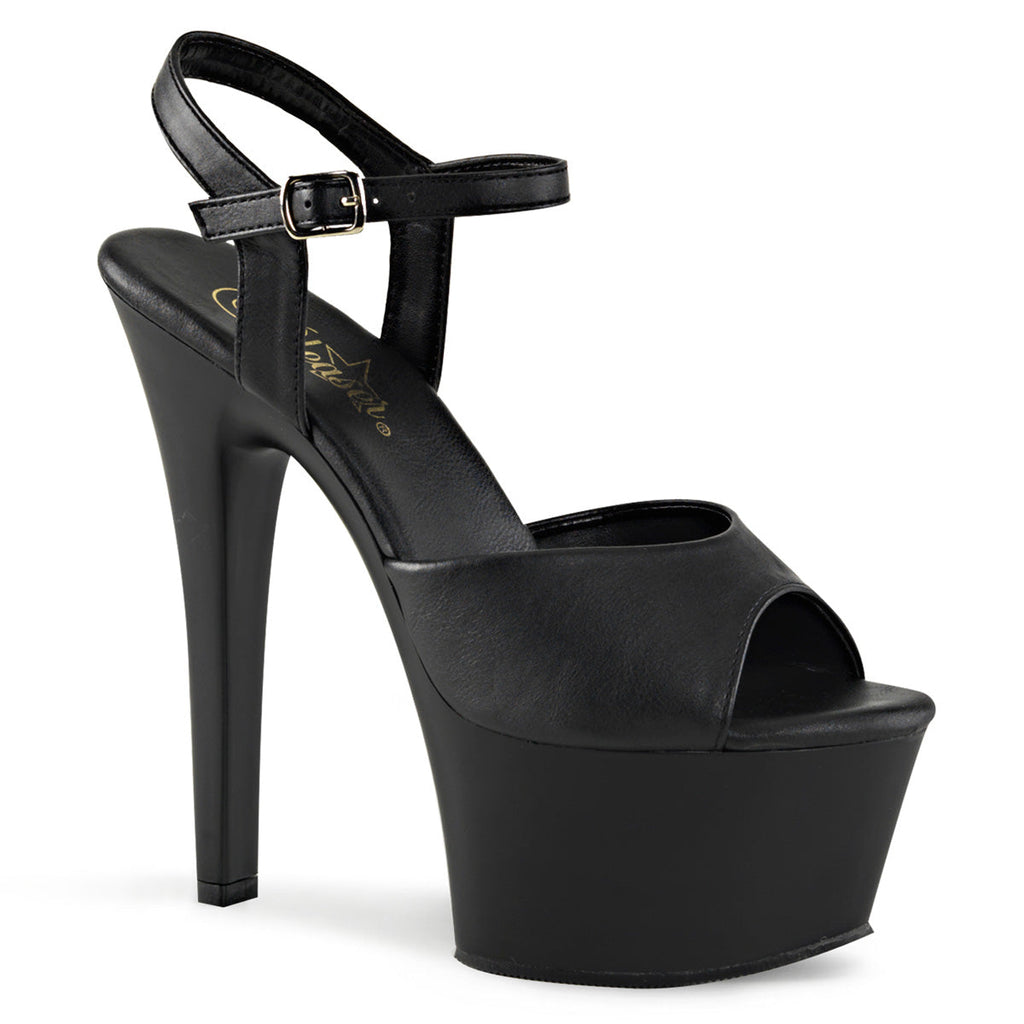 Pleaser Womens Sandals ASPIRE-609 Blk Faux Leather/Blk Matte