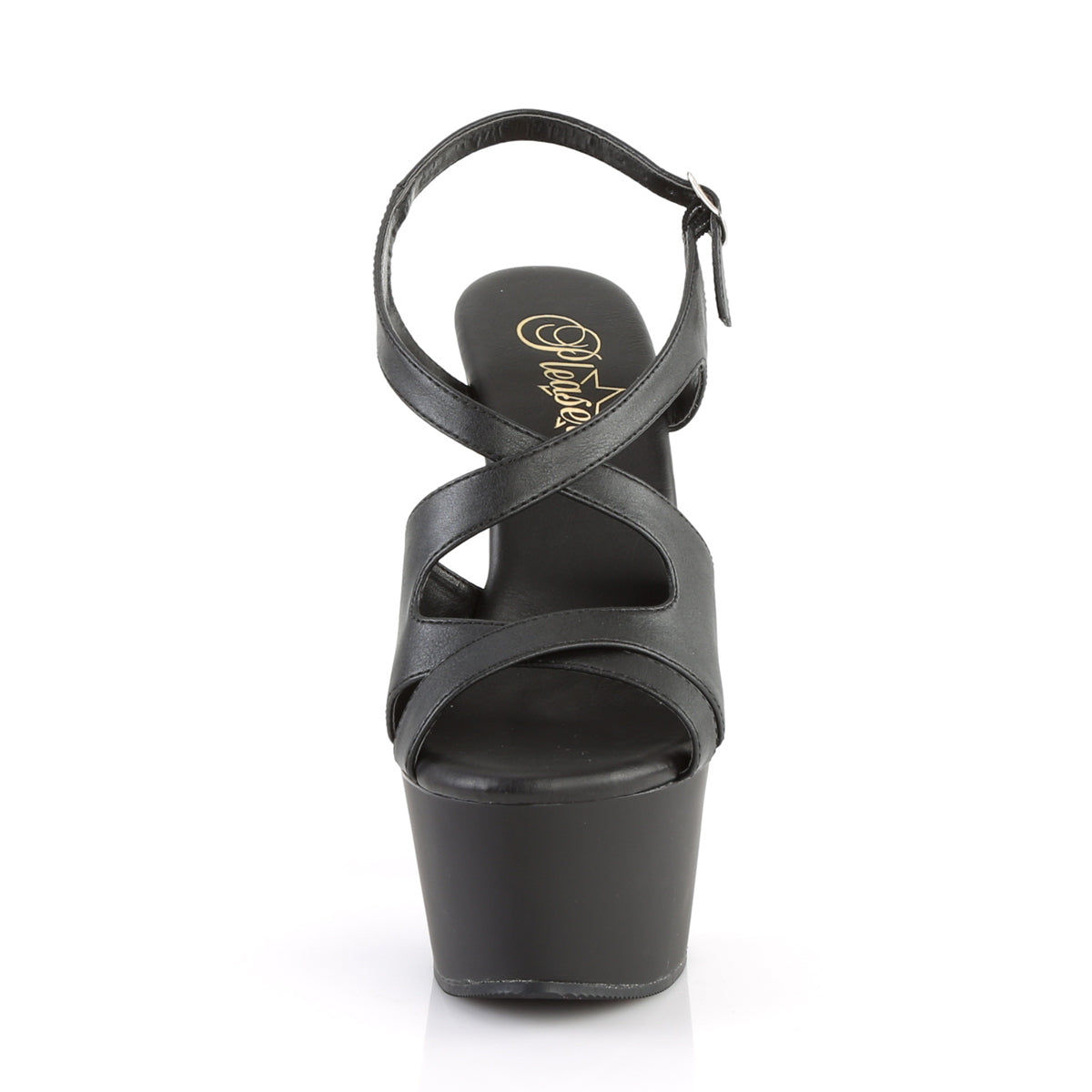 Pleaser Womens Sandals ASPIRE-630 Blk Faux Leather/Blk Matte