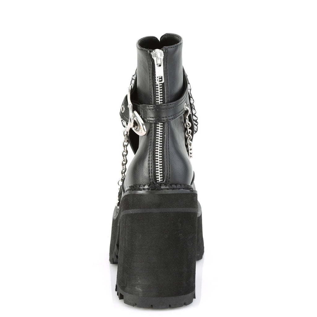 DemoniaCult Womens Ankle Boots ASSAULT-55 Blk Vegan Leather
