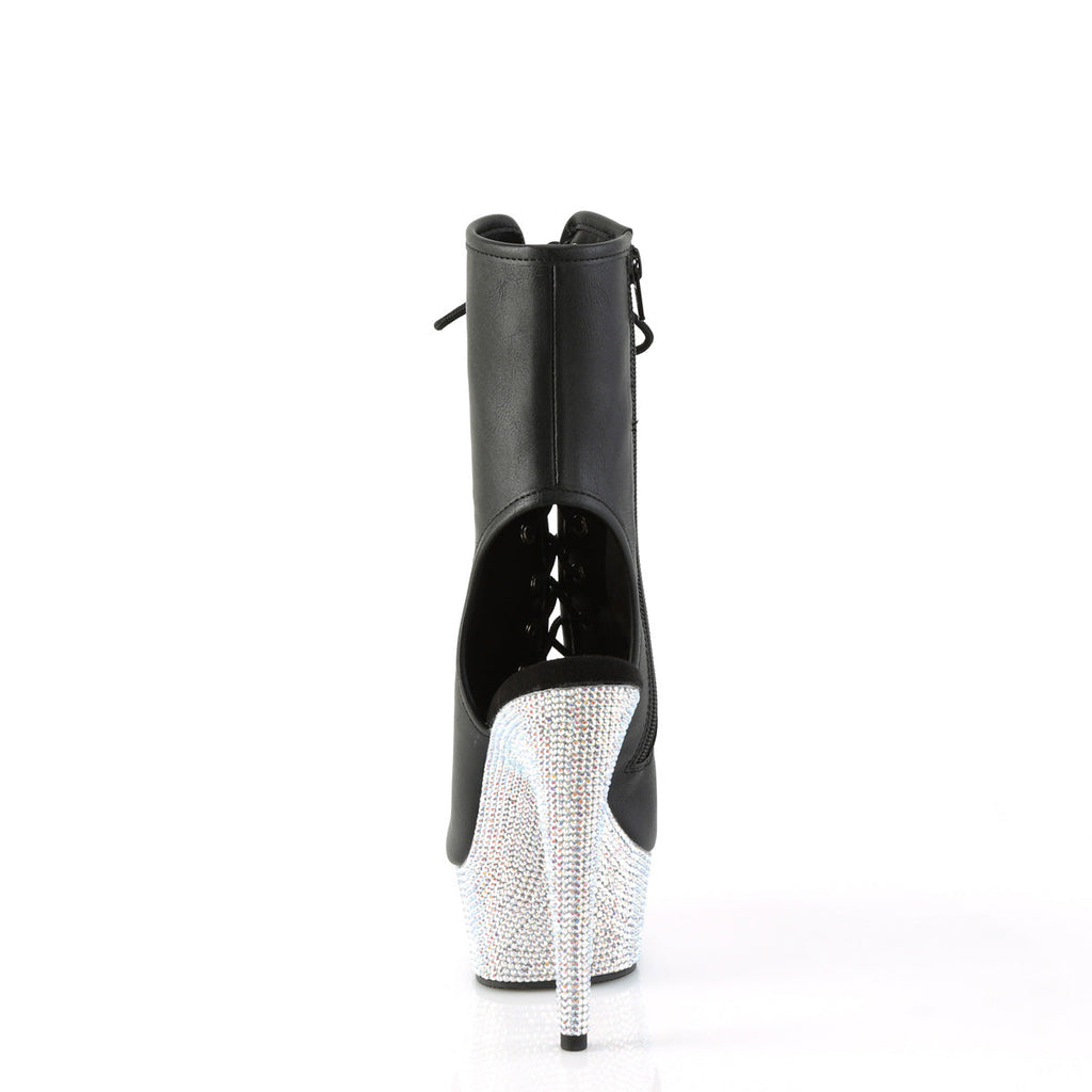 Pleaser  Ankle Boots BEJEWELED-1016-6 Blk Faux Leather/Slv AB RS