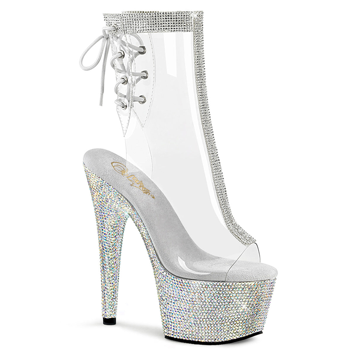 Pleaser Womens Ankle Boots BEJEWELED-1018C-2RS Clr/Slv RS