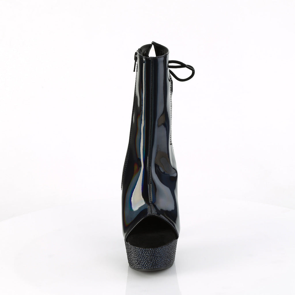 Pleaser  Ankle Boots BEJEWELED-1018DM-6 Blk Holo Pat/Midnight Blk RS