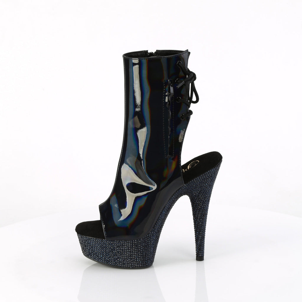 Pleaser  Ankle Boots BEJEWELED-1018DM-6 Blk Holo Pat/Midnight Blk RS