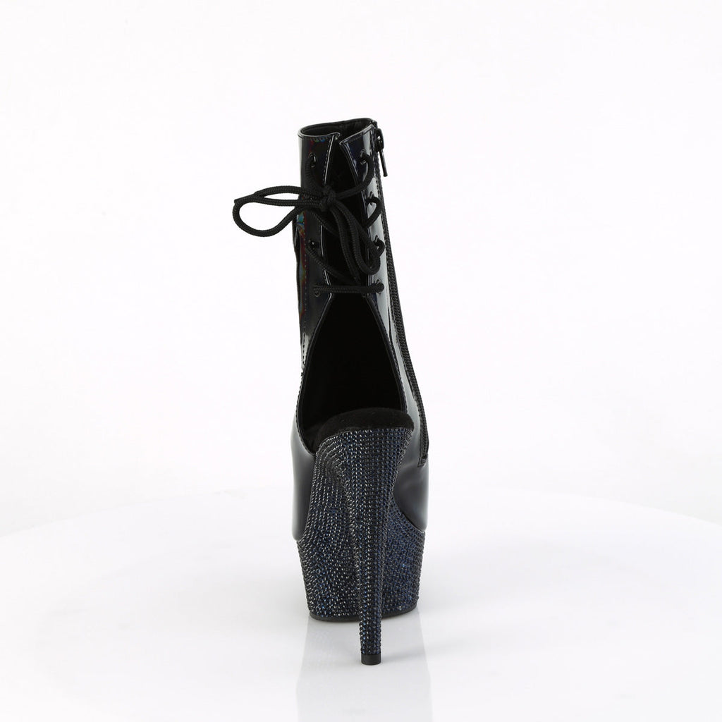Pleaser  Ankle Boots BEJEWELED-1018DM-6 Blk Holo Pat/Midnight Blk RS