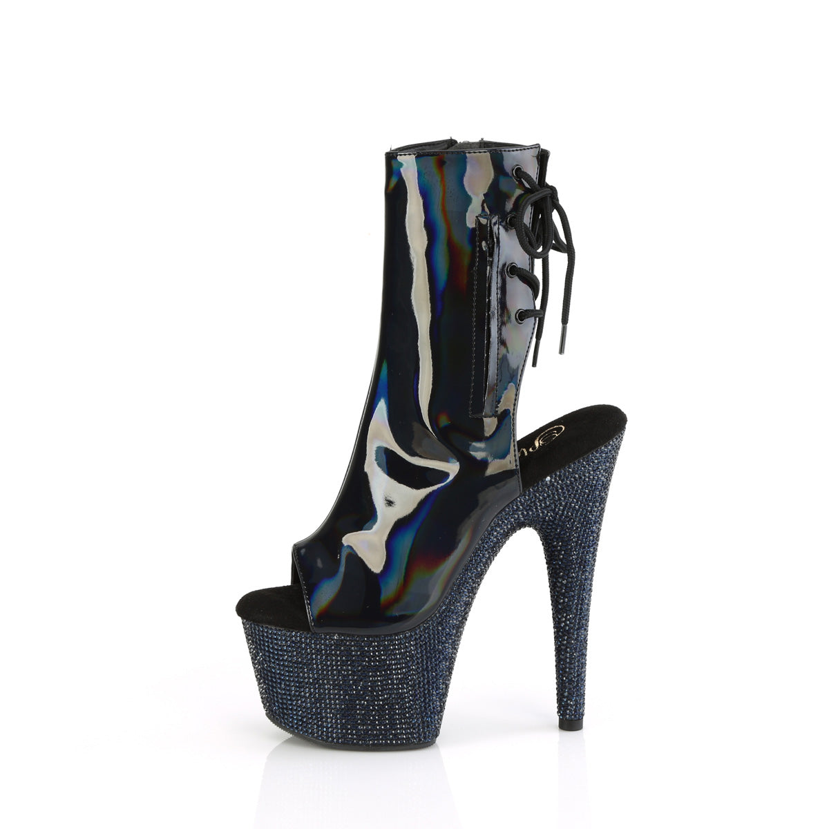 Pleaser  Ankle Boots BEJEWELED-1018DM-7 Blk Holo Pat/Midnight Blk RS