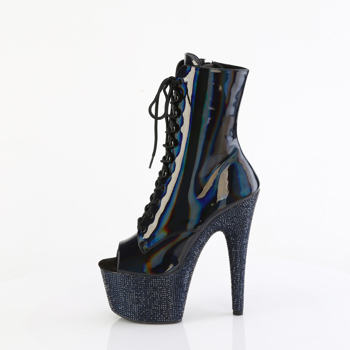 Pleaser  Ankle Boots BEJEWELED-1021-7 Blk Holo Pat/Midnight Blk RS