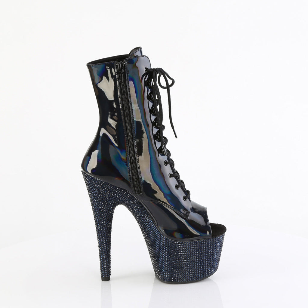 Pleaser  Ankle Boots BEJEWELED-1021-7 Blk Holo Pat/Midnight Blk RS