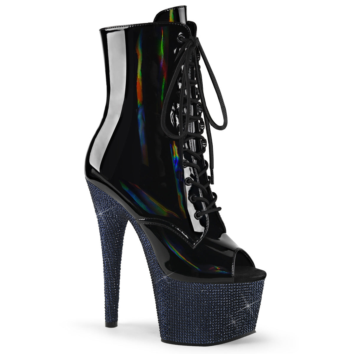 Pleaser  Ankle Boots BEJEWELED-1021-7 Blk Holo Pat/Midnight Blk RS